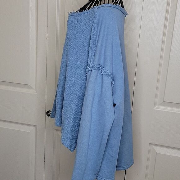 Anthropologie Oversized Blue Sweatshirt Size Small - Picture 3 of 4